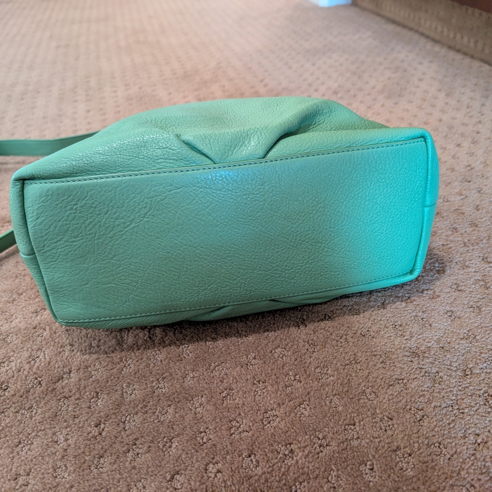 Tory Burch Green Leather Tote Bag Purse - Picture 4 of 13
